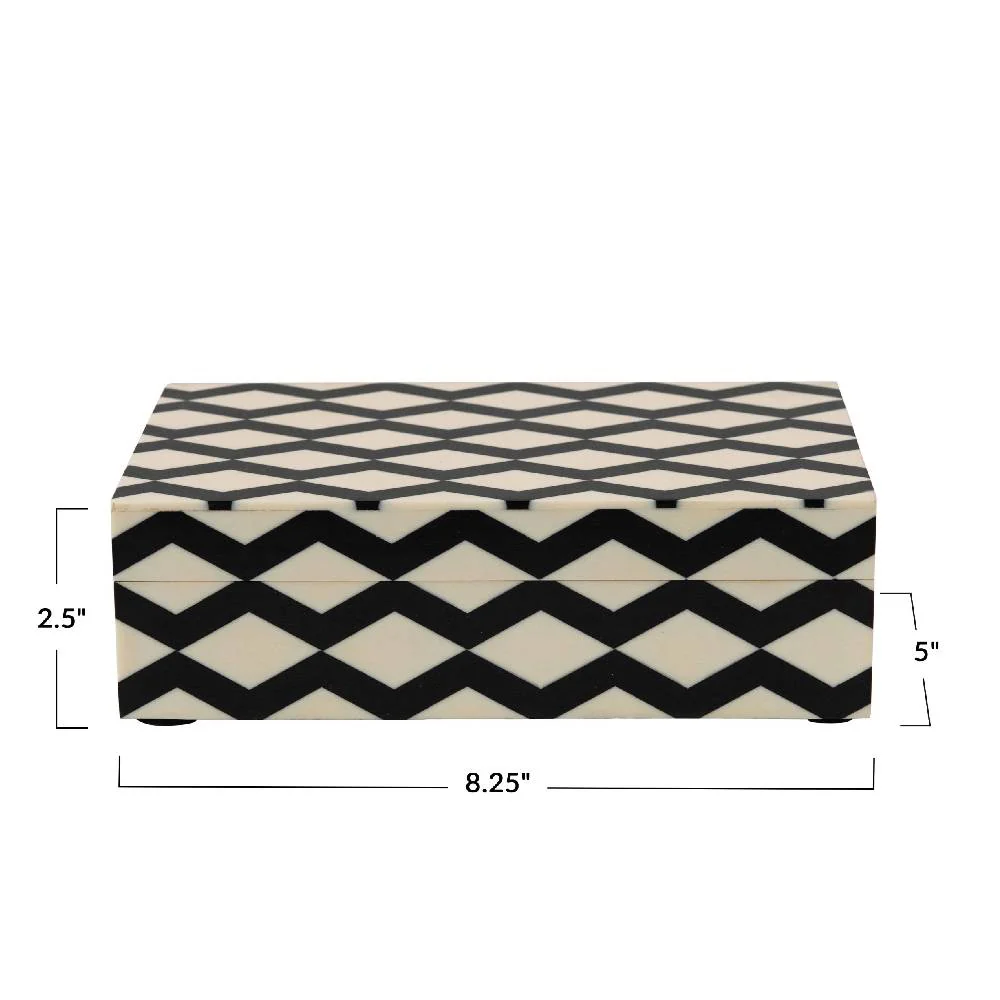 Resin Box with Lid and Pattern Inlay - Image 3