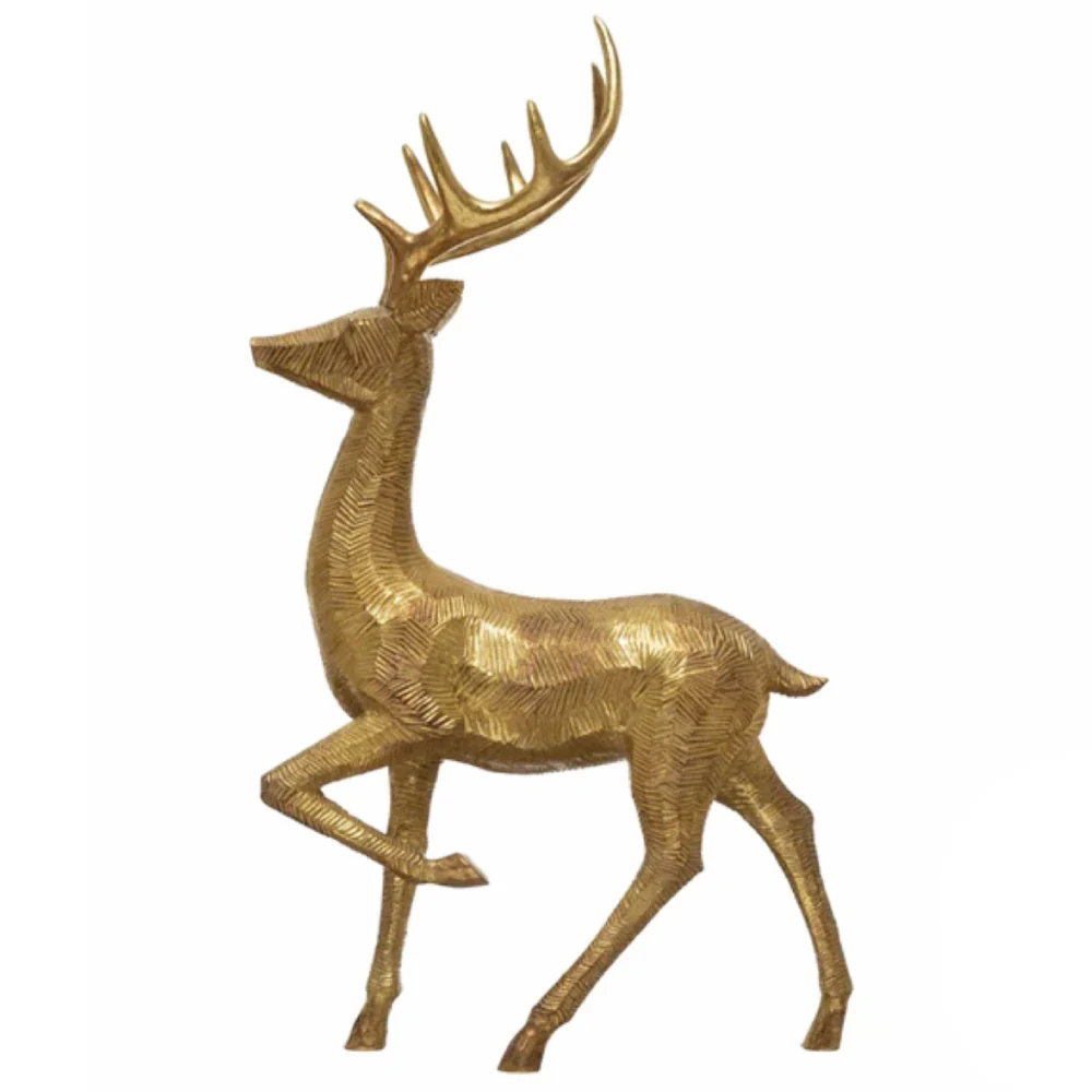 Gold Finish Resin Standing Deer