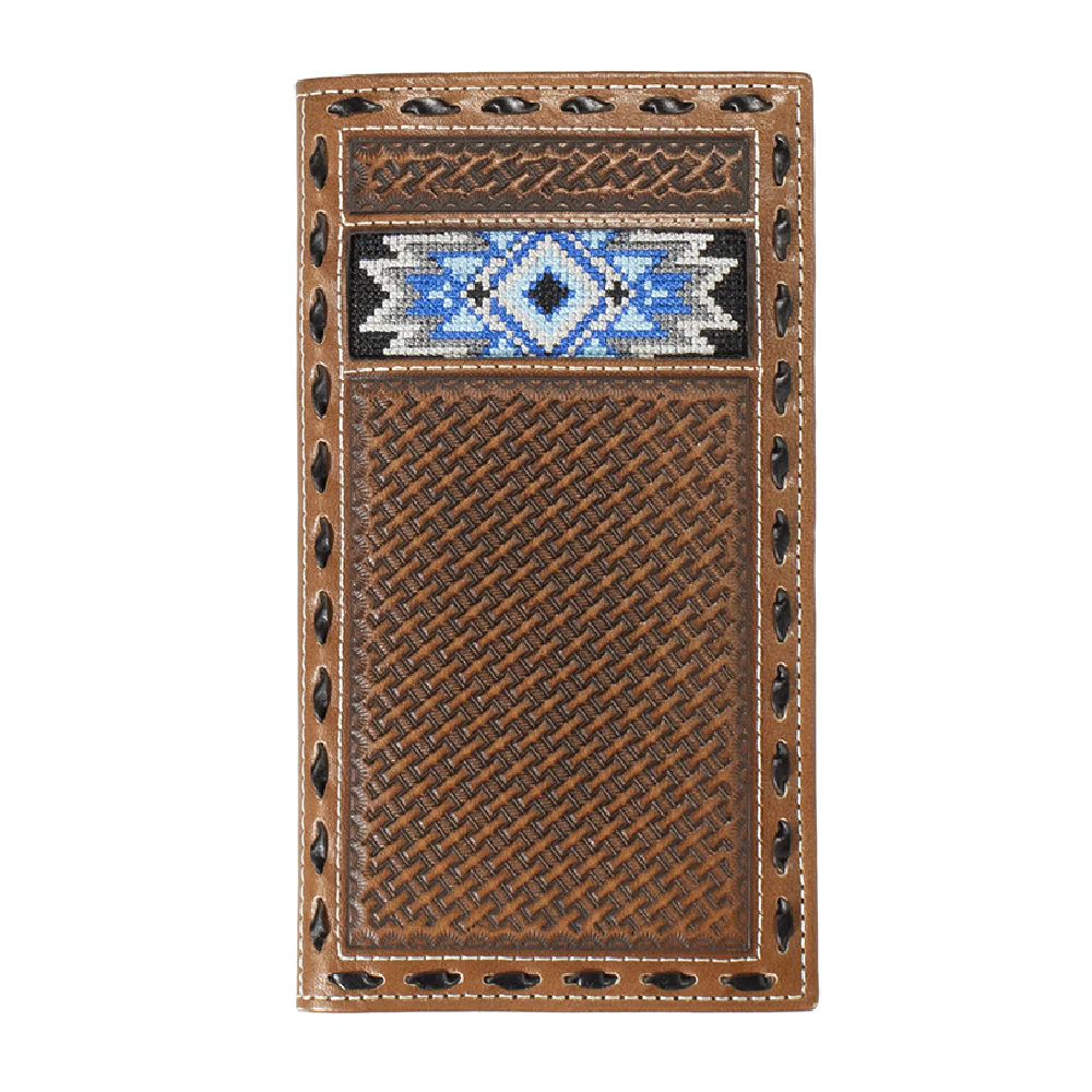 D3 Rodeo Blue Diamond Inlay Beaded Wallet