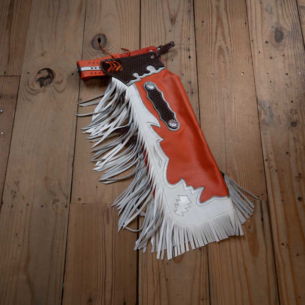 Beagley Child Orange Rodeo Chaps - Image 2