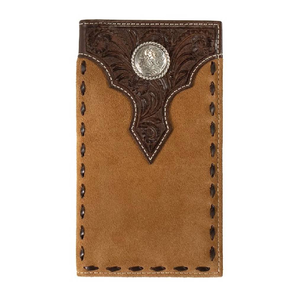 Nocona Floral Overlay Roughout Rodeo Wallet