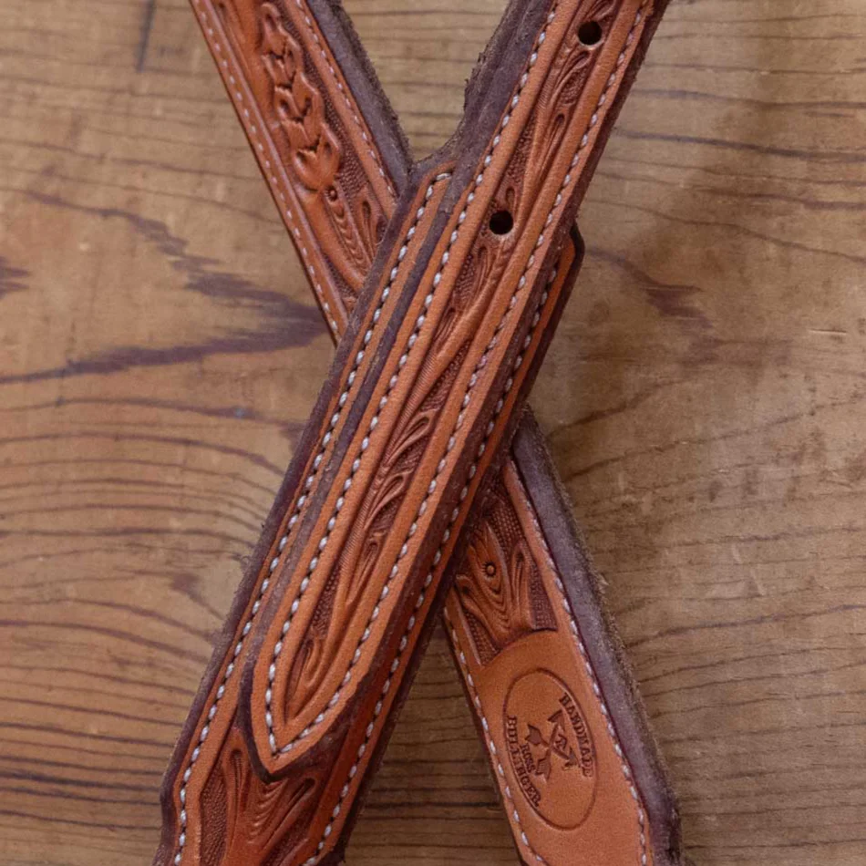 Ross Bullinger 5/8" Natural Poinsettia Tooled Headstall - Image 2