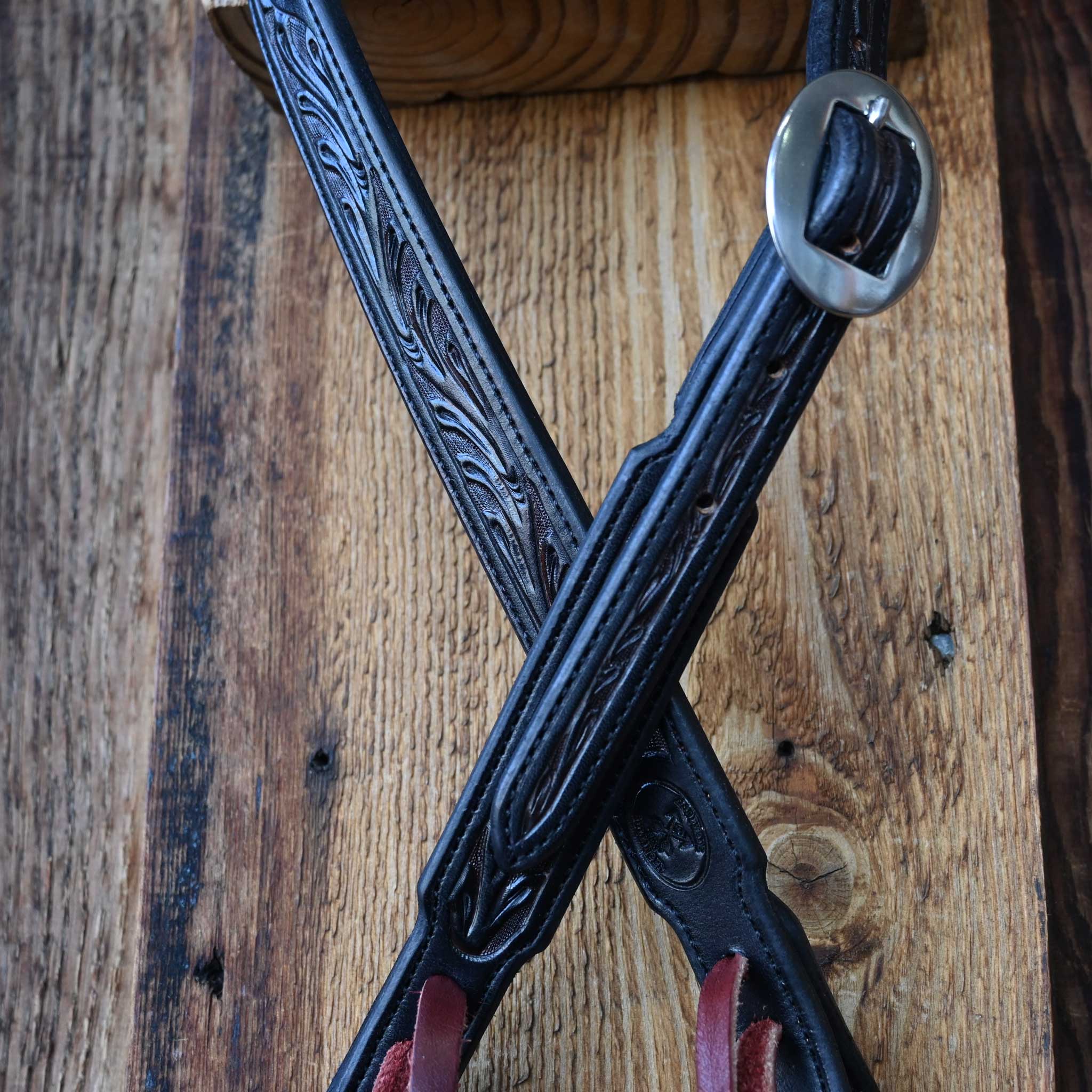 Ross Bullinger 5/8" Split Ear Black Leather Headstall 094 - Image 2