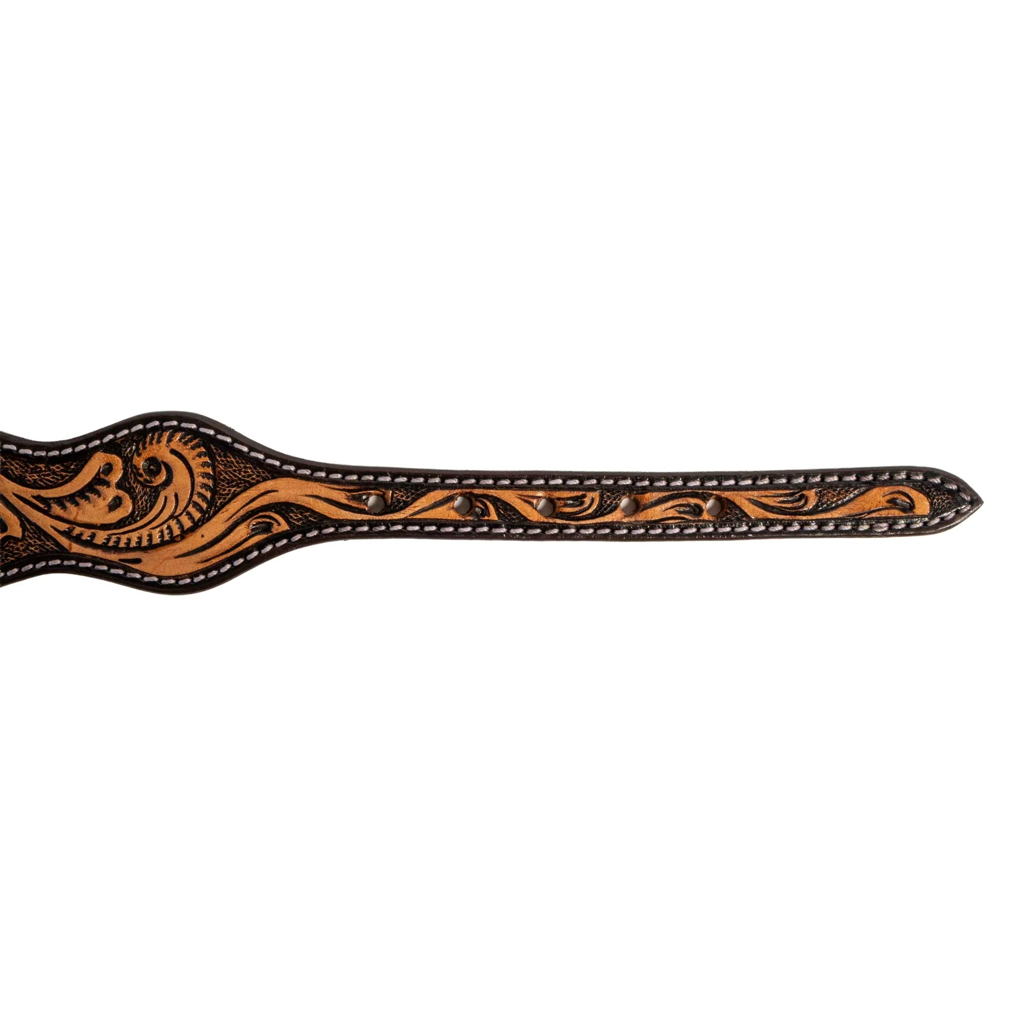 Scalloped Dog Collar With Tooled Floral Scroll - Image 6