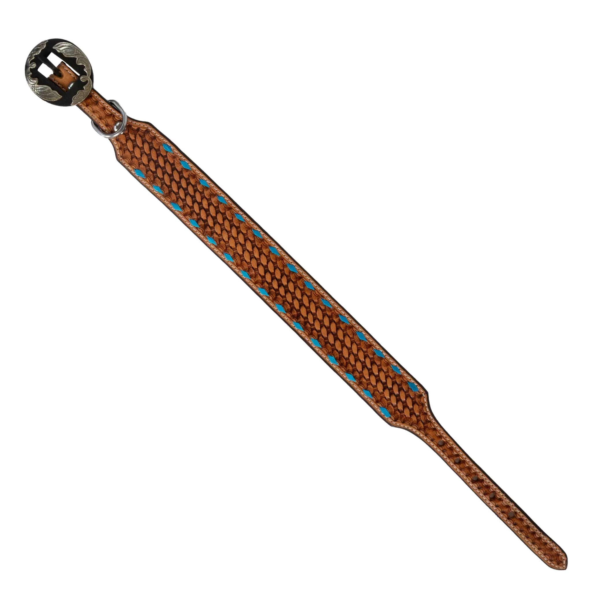 Basket Weave Collar With Turquoise Buckstitch - Image 2