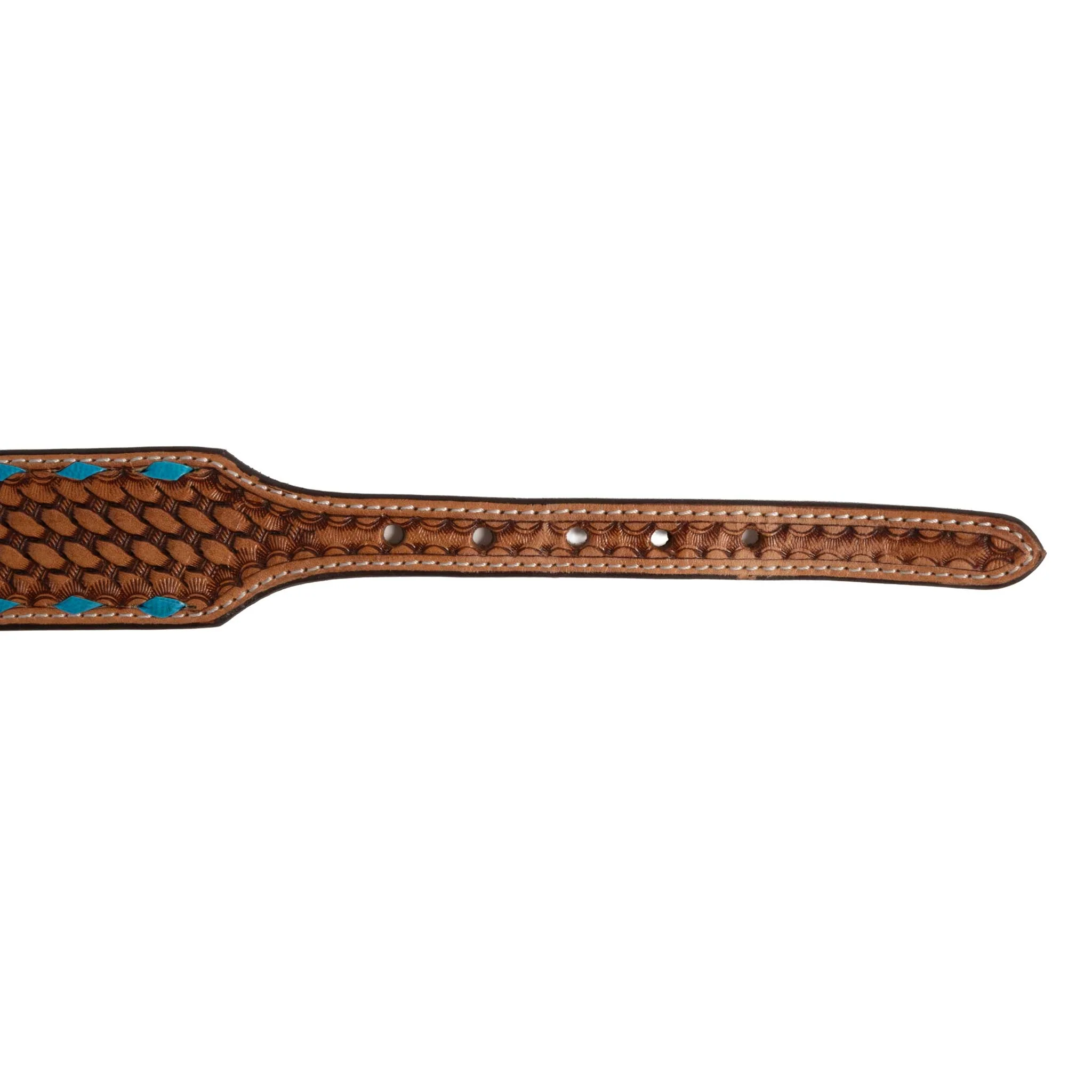 Basket Weave Collar With Turquoise Buckstitch - Image 3