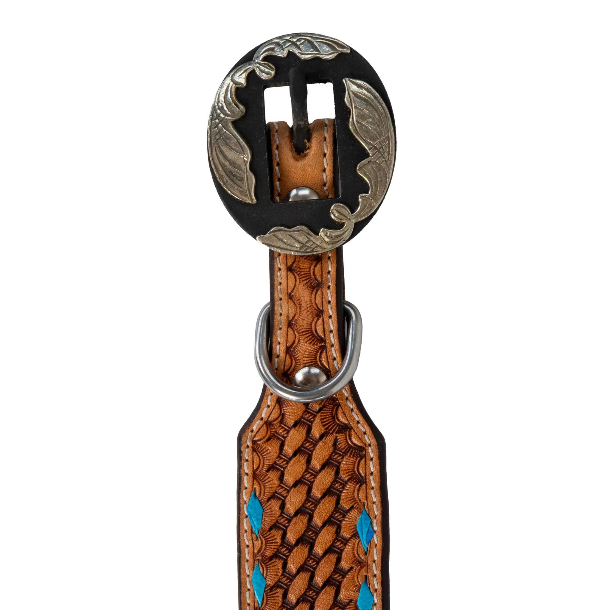 Basket Weave Collar With Turquoise Buckstitch - Image 4