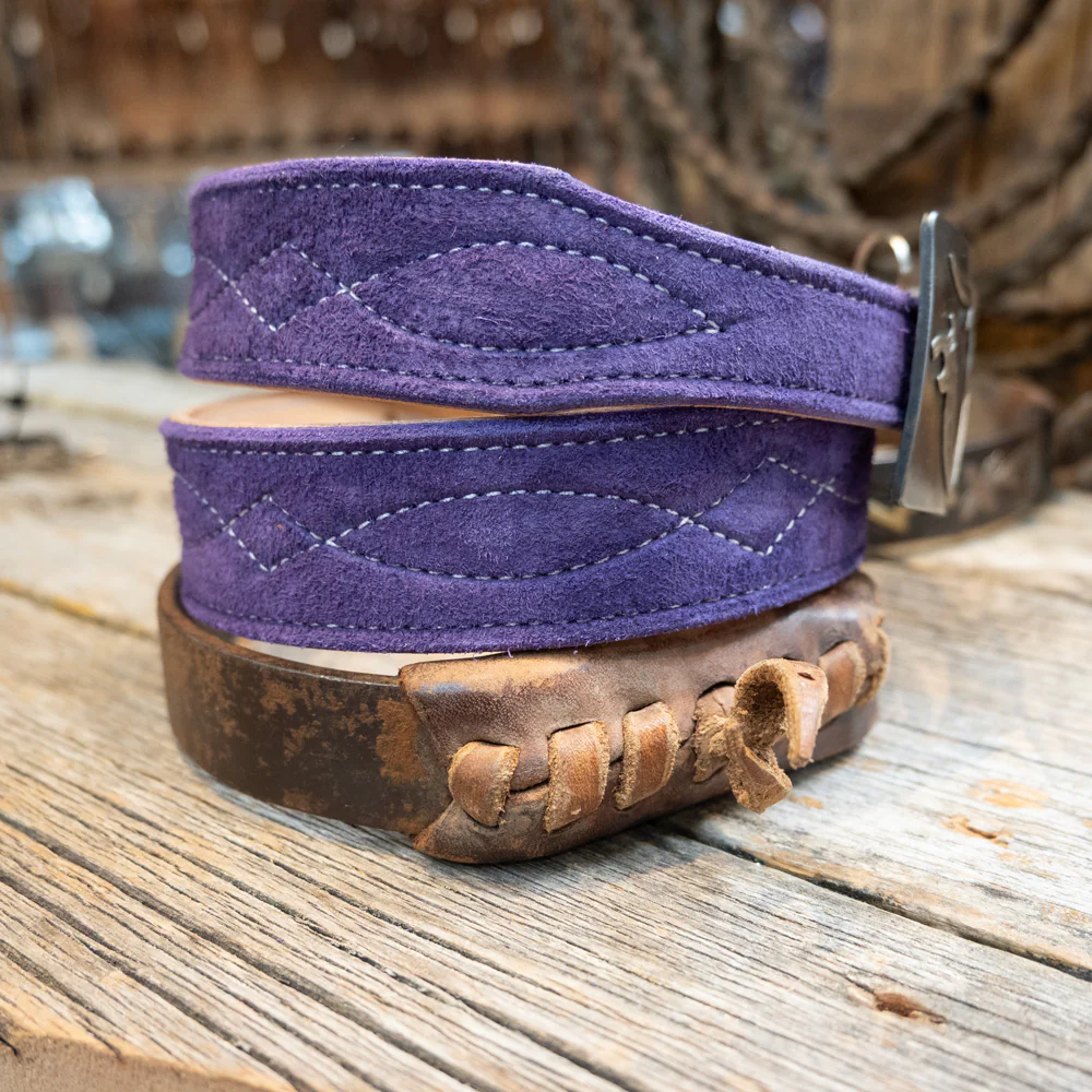 Purple Roughout Belt w/Gunslinger Stitch - Image 2