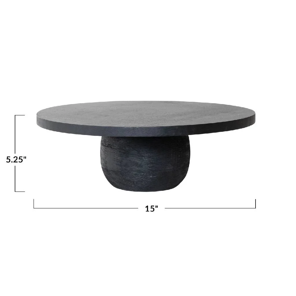 Black Round Mango Wood Pedestal - Image 3