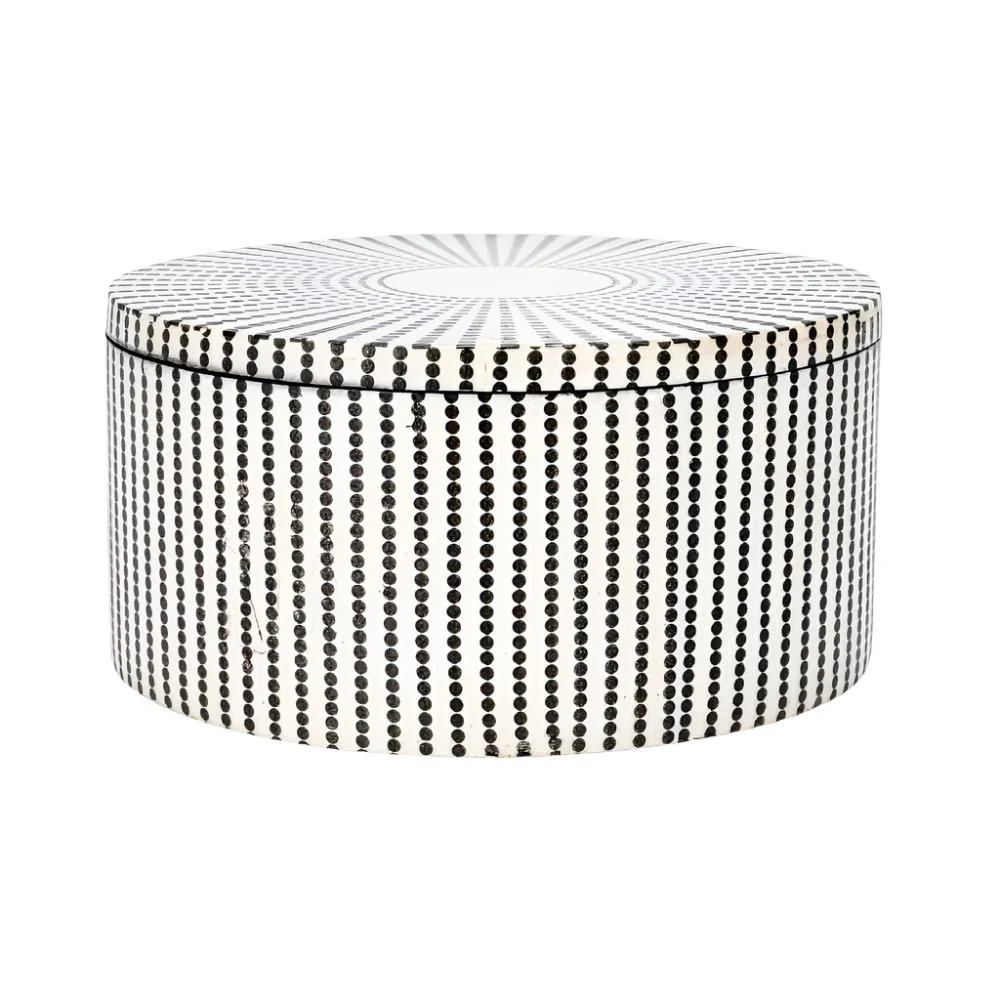 Black Dot & Cream Round Resin Box