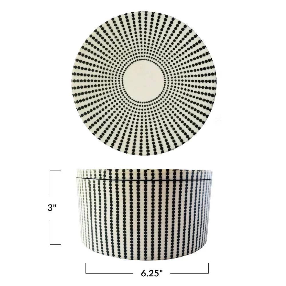 Black Dot & Cream Round Resin Box - Image 2