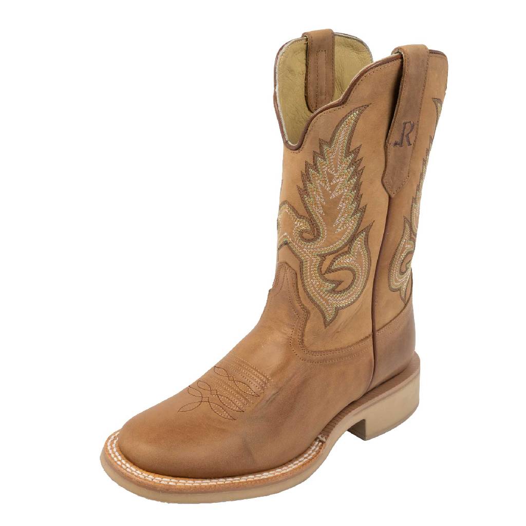 R. Watson Men's Round Toe Desert Tan Cowhide Western Boot
