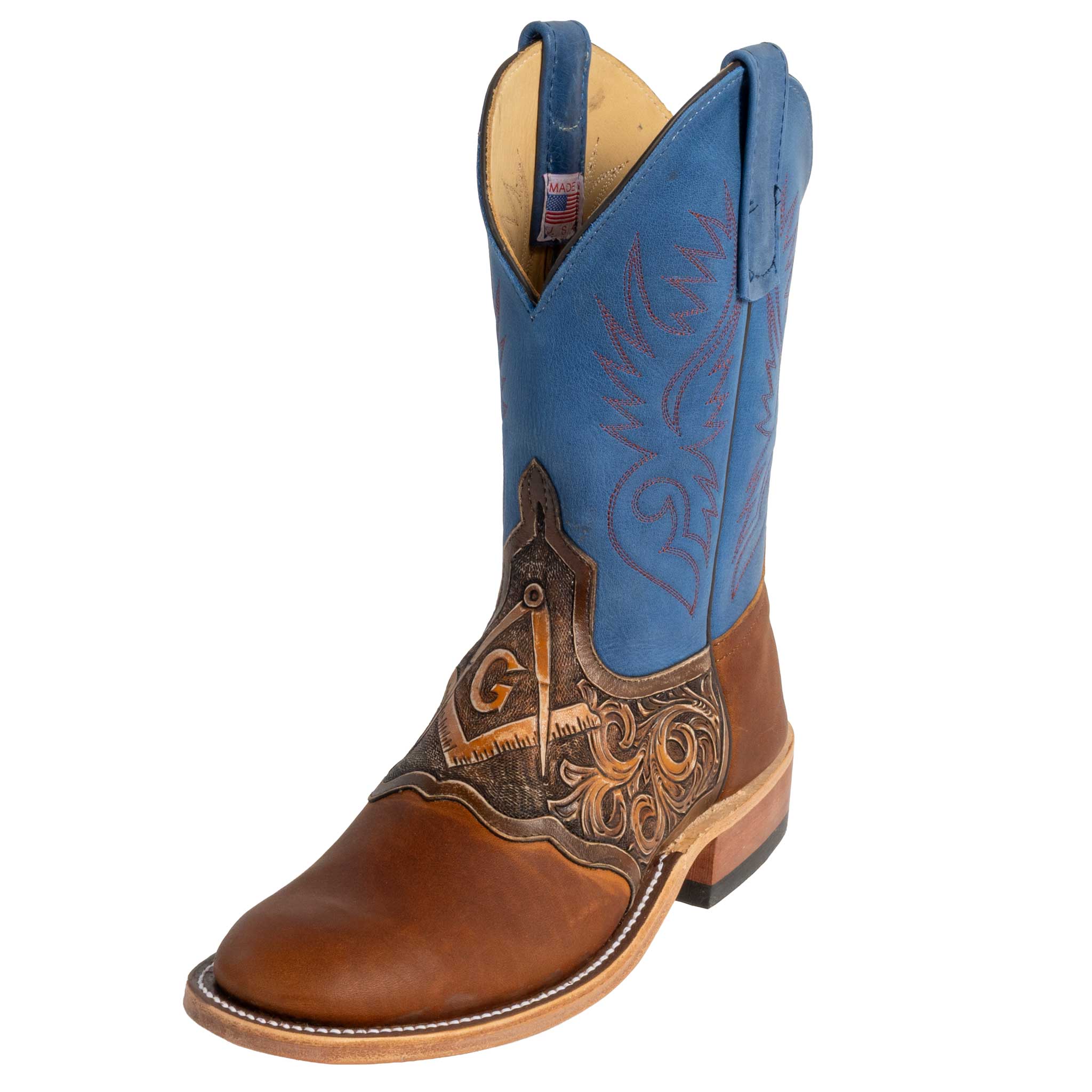 Anderson Bean Men's Round Toe Freemason Briar Blue Boot