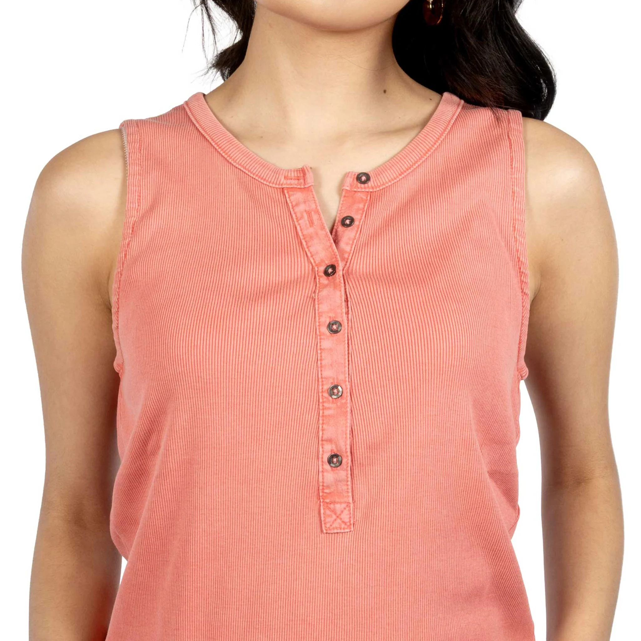 Dylan Rowan Rib Henley Strawberry Tank Top - Image 3