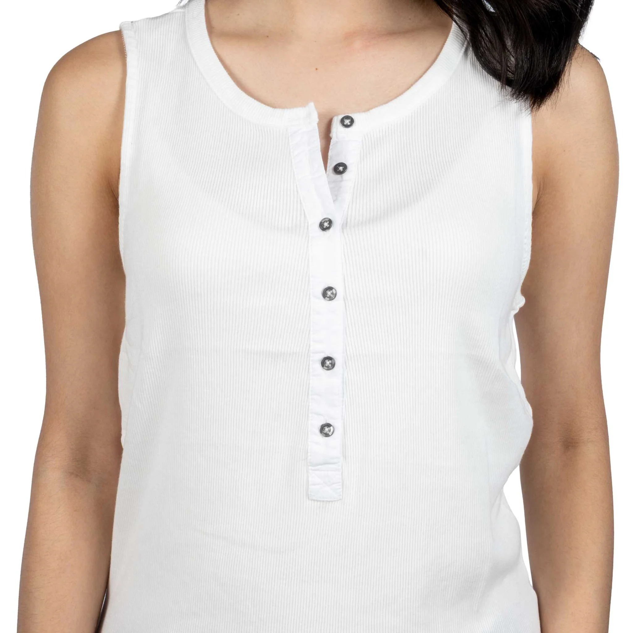 Dylan Rowan Rib Henley White Tank Top - Image 3