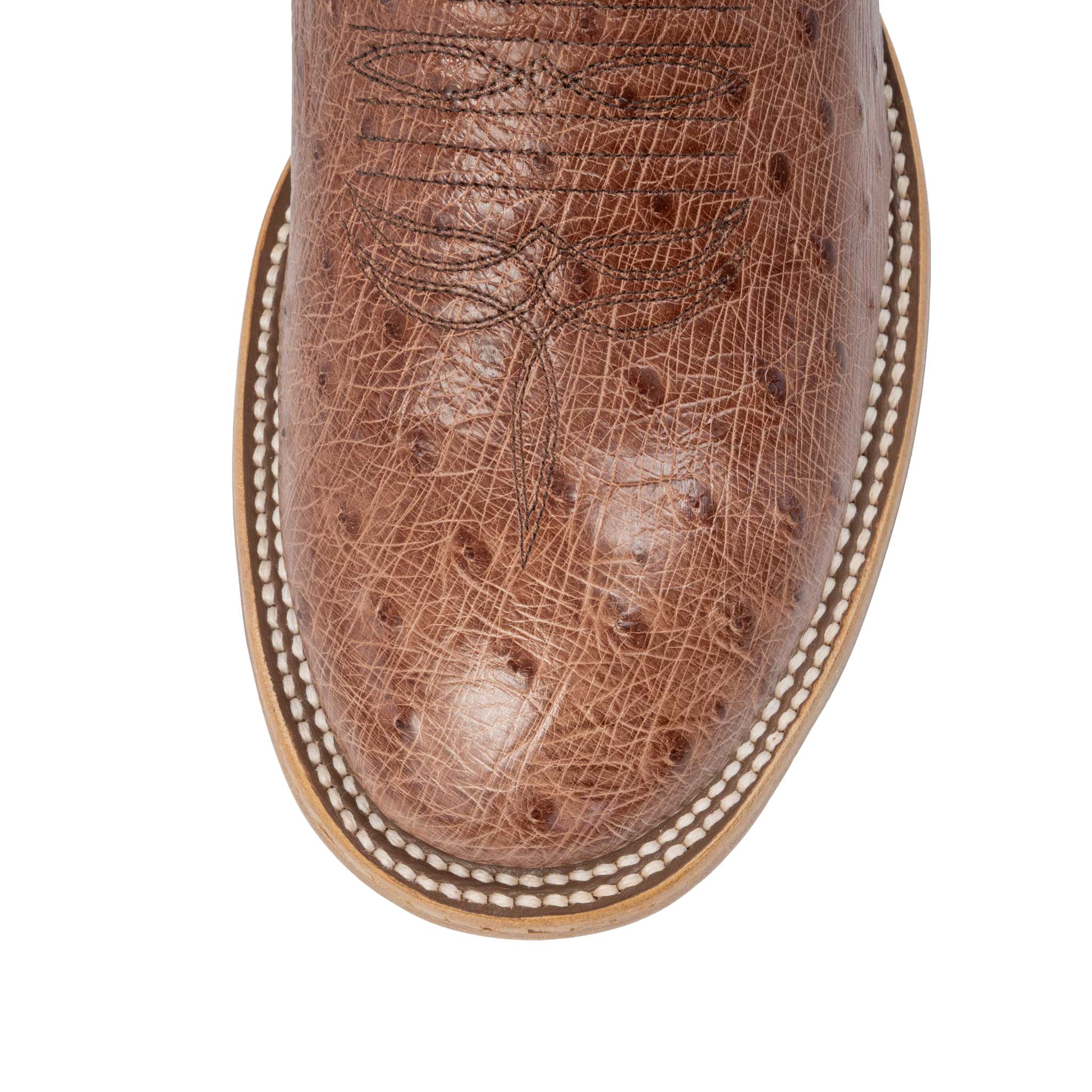 Horse Power Men's Round Toe Rum Brown Smooth Ostrich Western Boot - Image 4