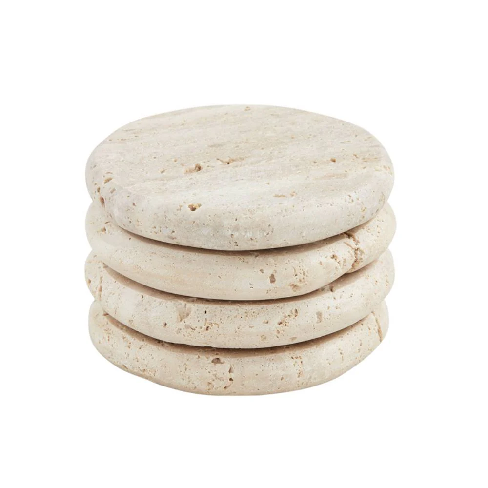 Mud Pie Travertine Coasters - Cream