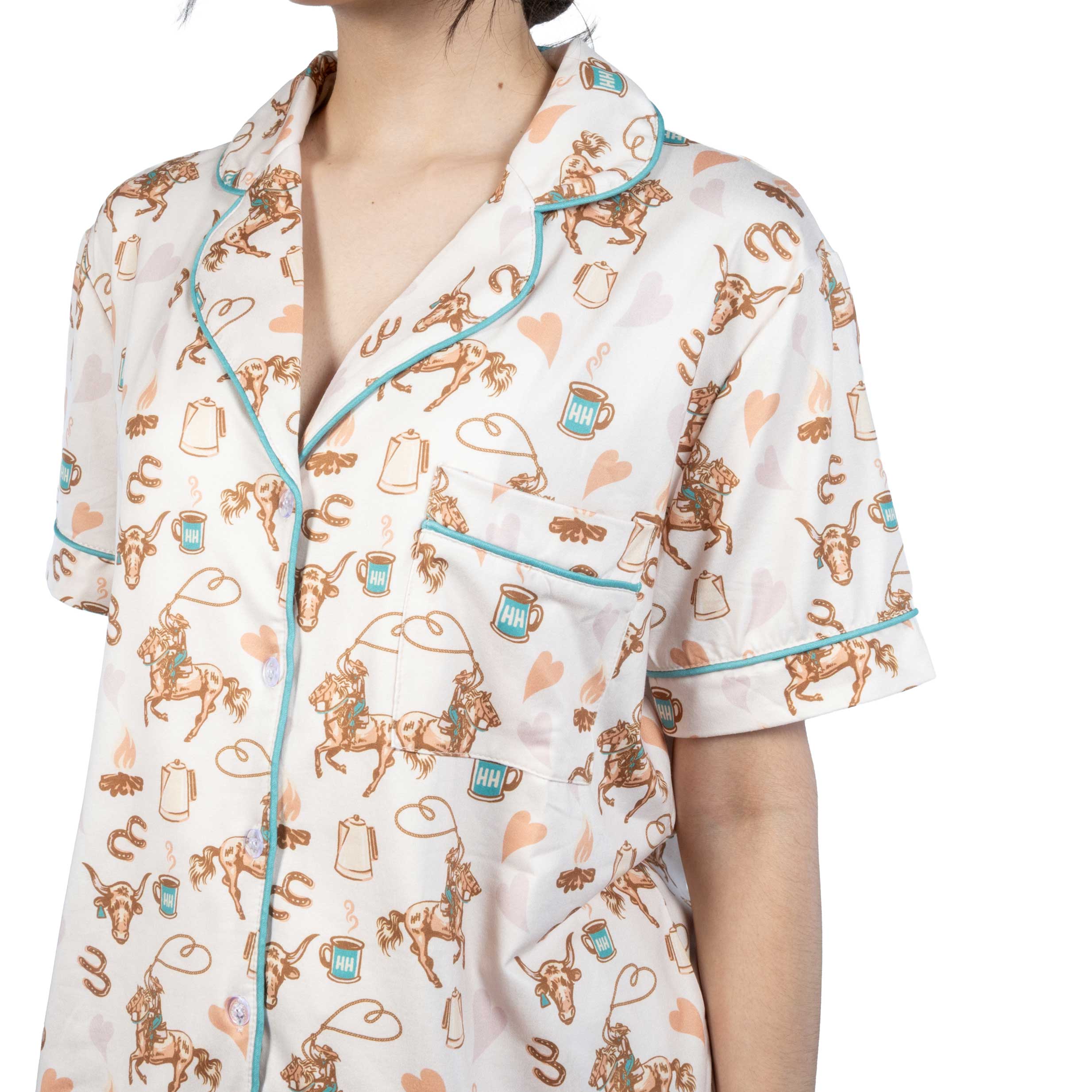 Howdy Hanny Coffee Cowgirl Pajama Set - Image 2
