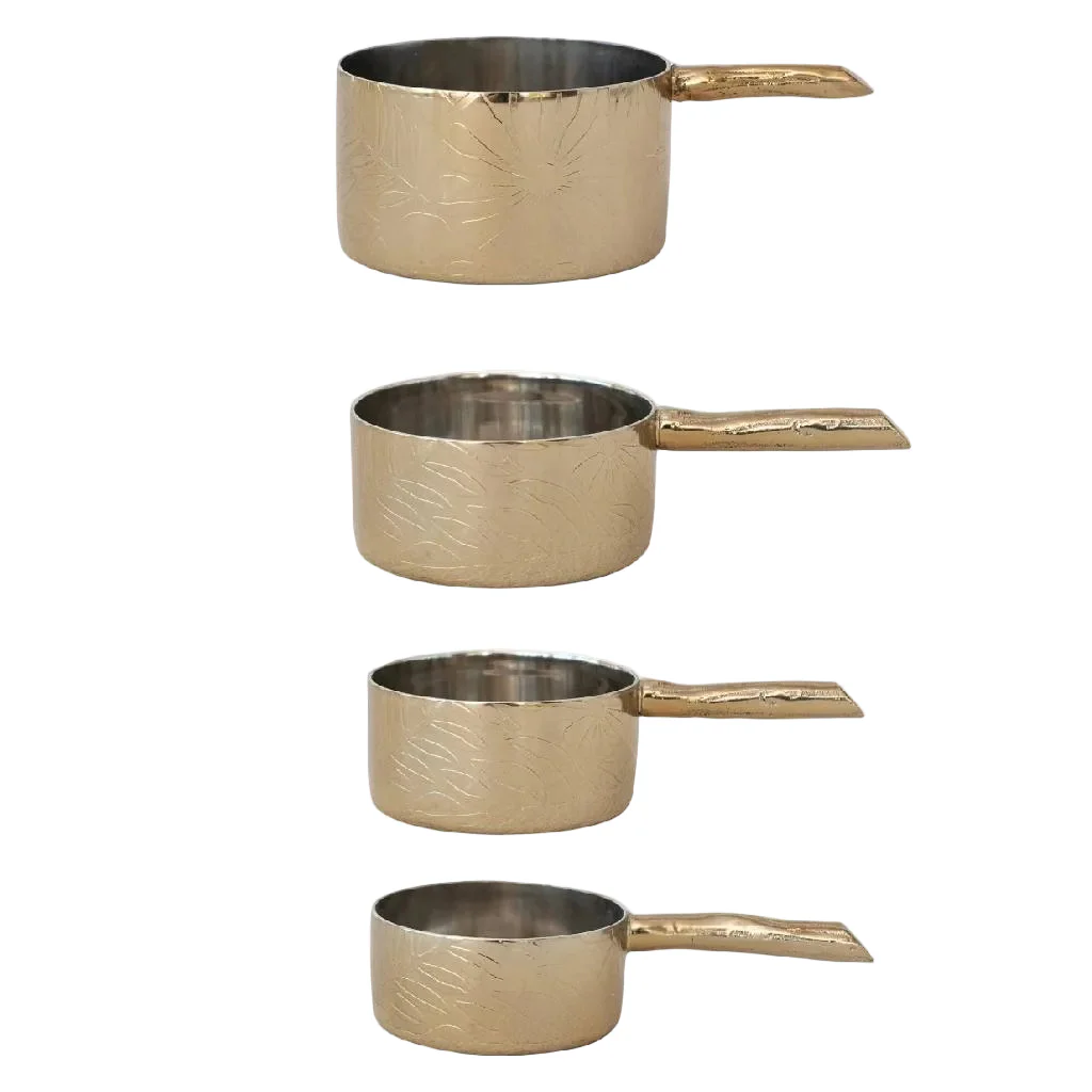 Stainless Steel Brass Measuring Cups - Set of 4 - Image 2