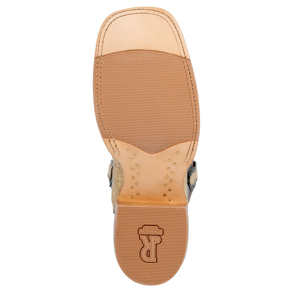R. Watson Men's Saddle Caimen Belly Square Toe Boot - Image 4
