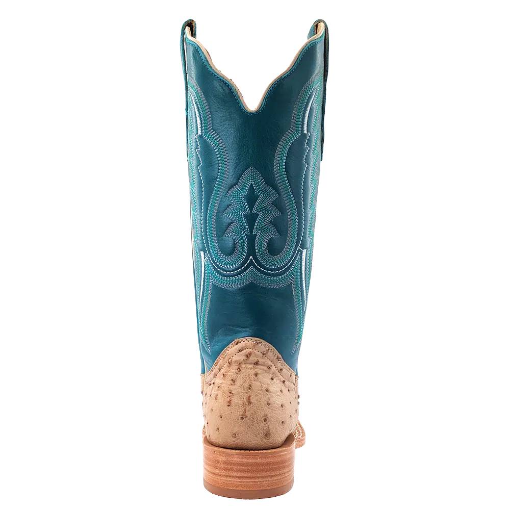 R. Watson Women's Sand Bruciato Full Quill Ostrich Square Toe Boot - Image 3