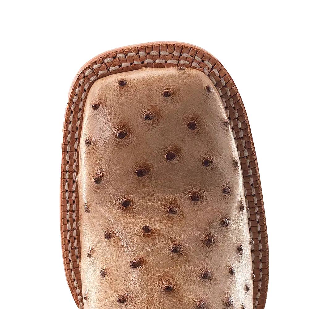 R. Watson Women's Sand Bruciato Full Quill Ostrich Square Toe Boot - Image 4