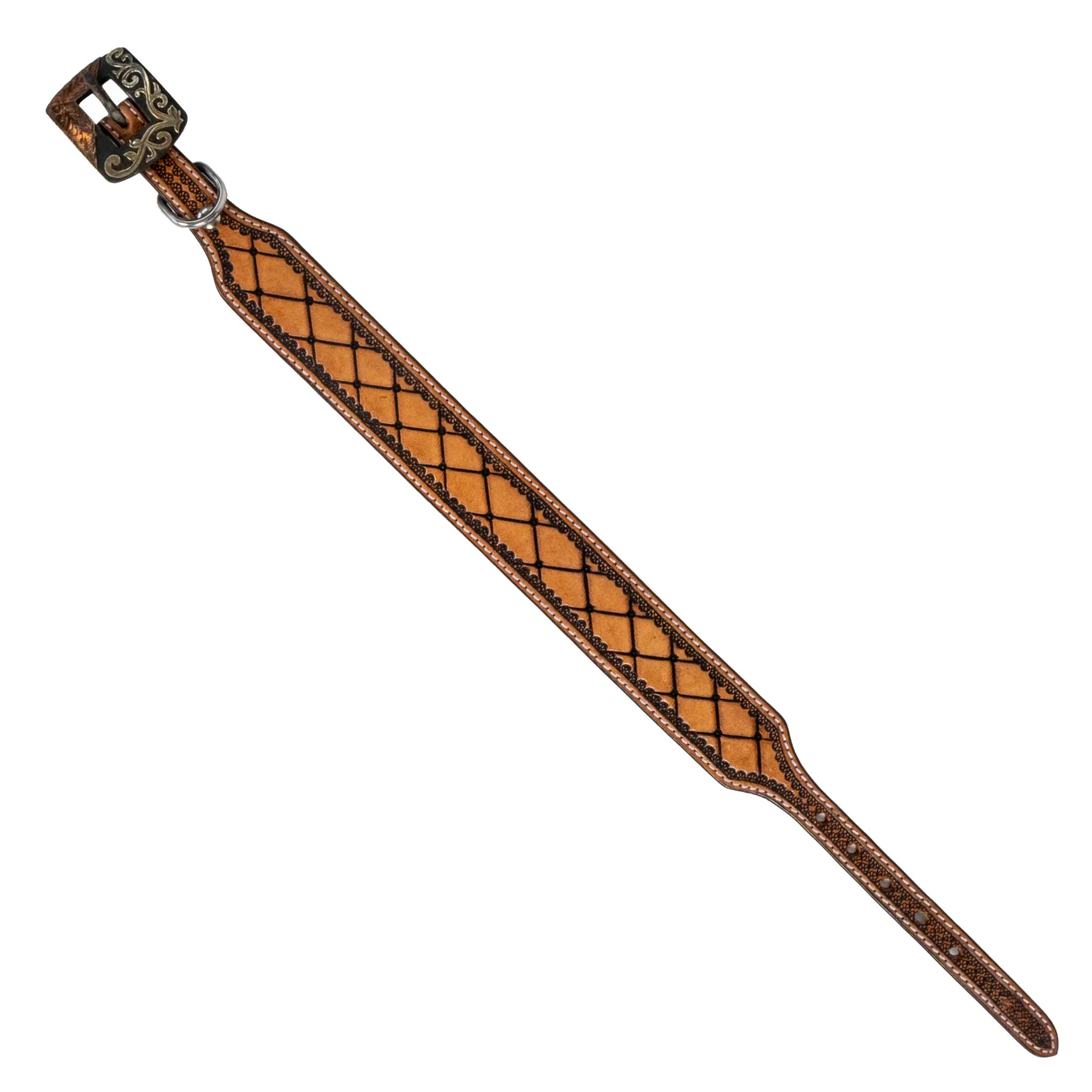 Quilted Leather Dog Collar With Engraved buckle - Image 2