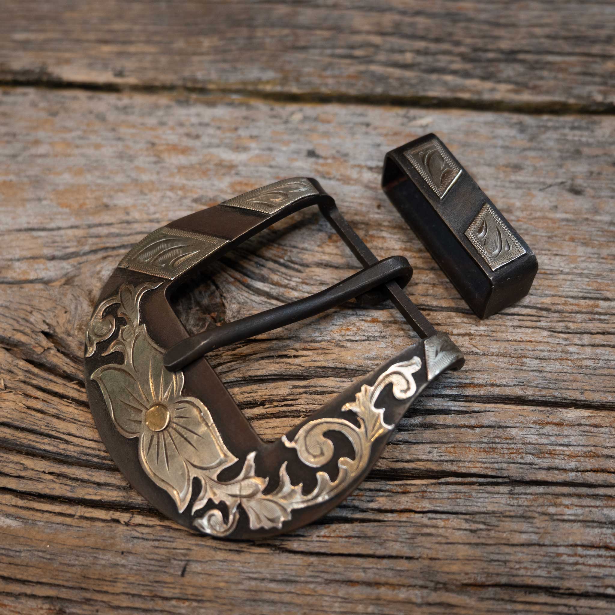 Scribner 2 Pc. Floral & Bars Design Buckle Set