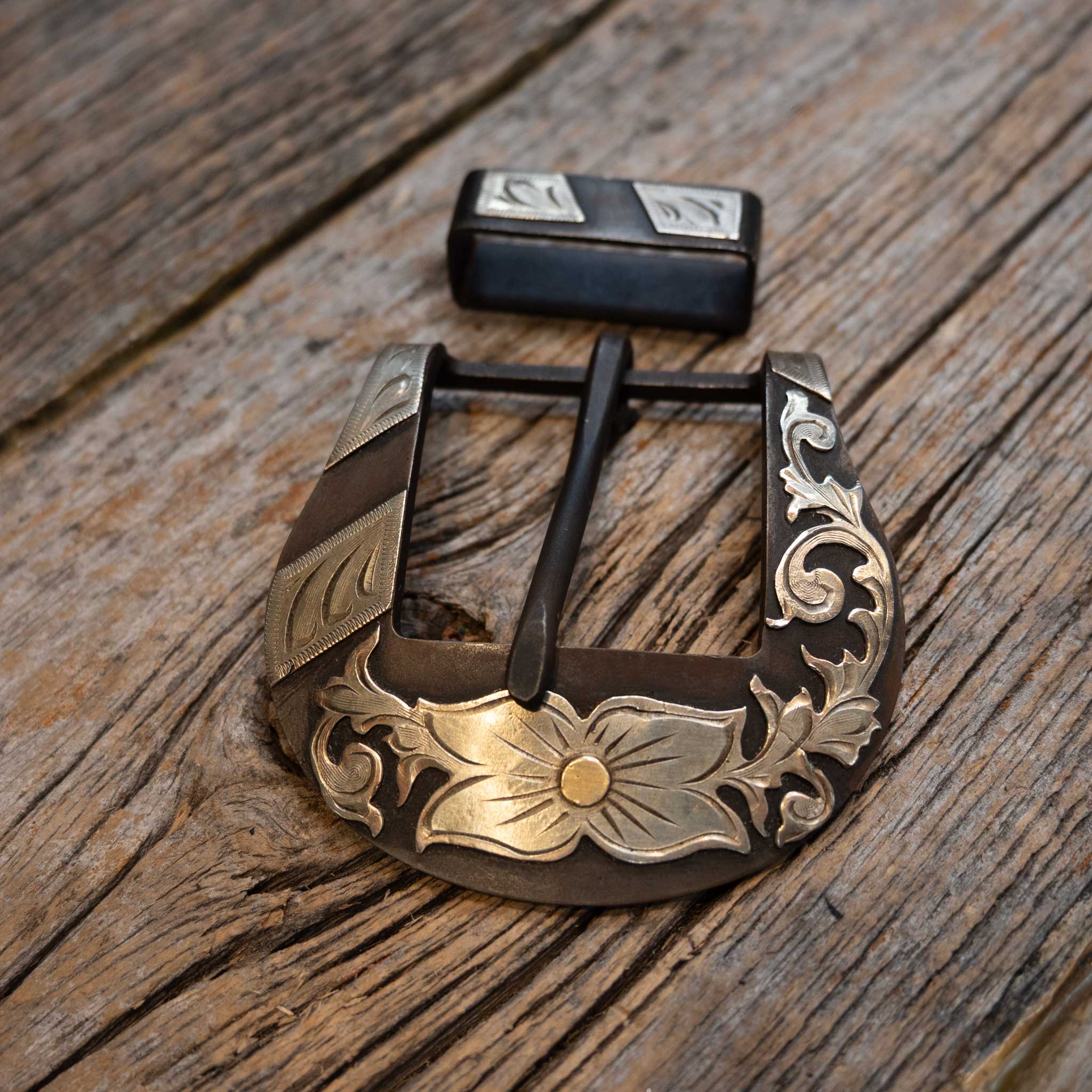 Scribner 2 Pc. Floral & Bars Design Buckle Set - Image 2
