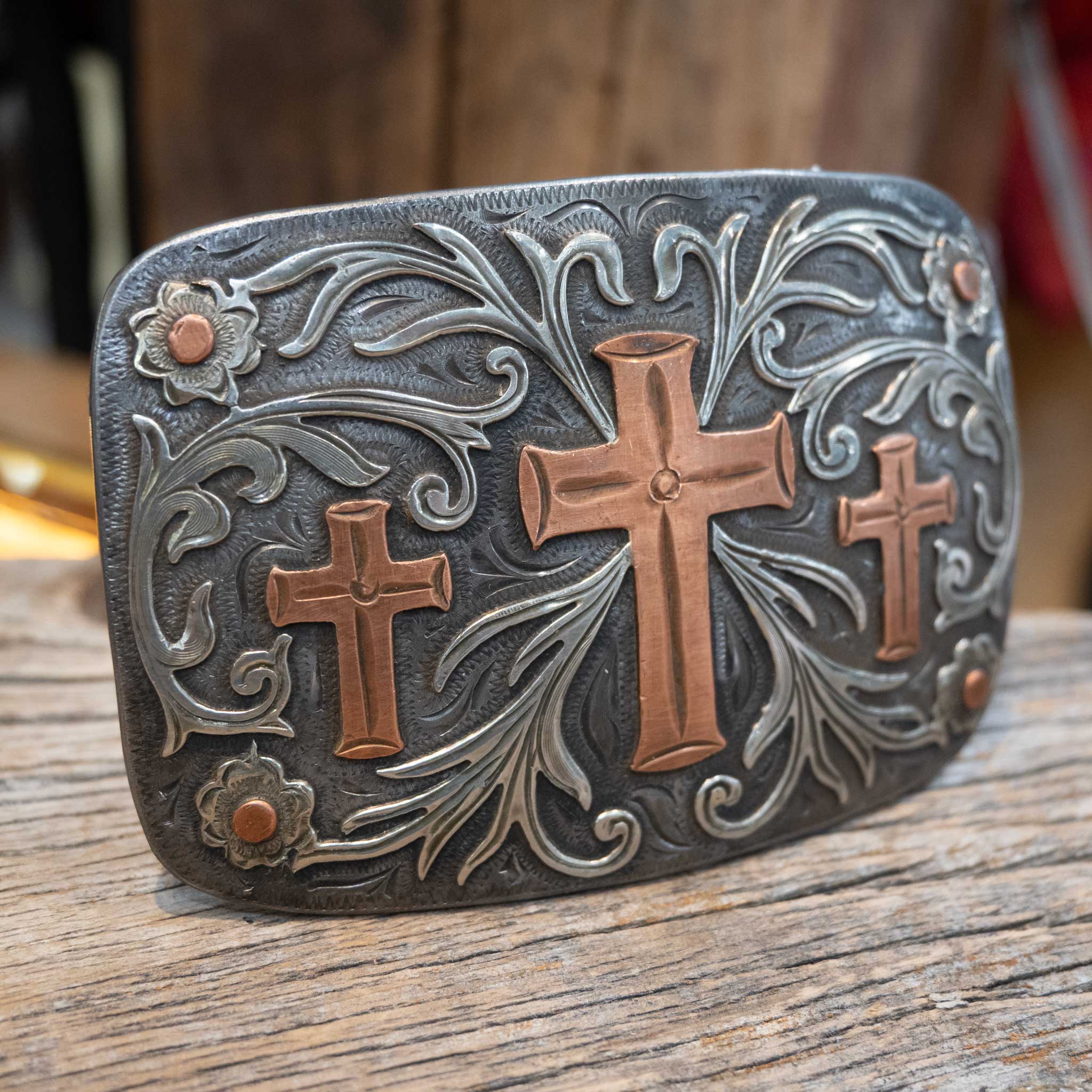 Scribner Copper Cross Design Belt Buckle - Image 2