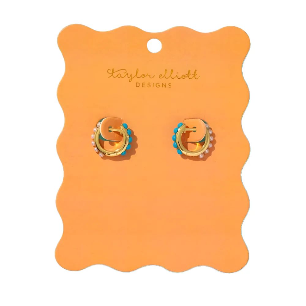 Sheridan Huggie Gold w/Pearl Turquoise Earrings
