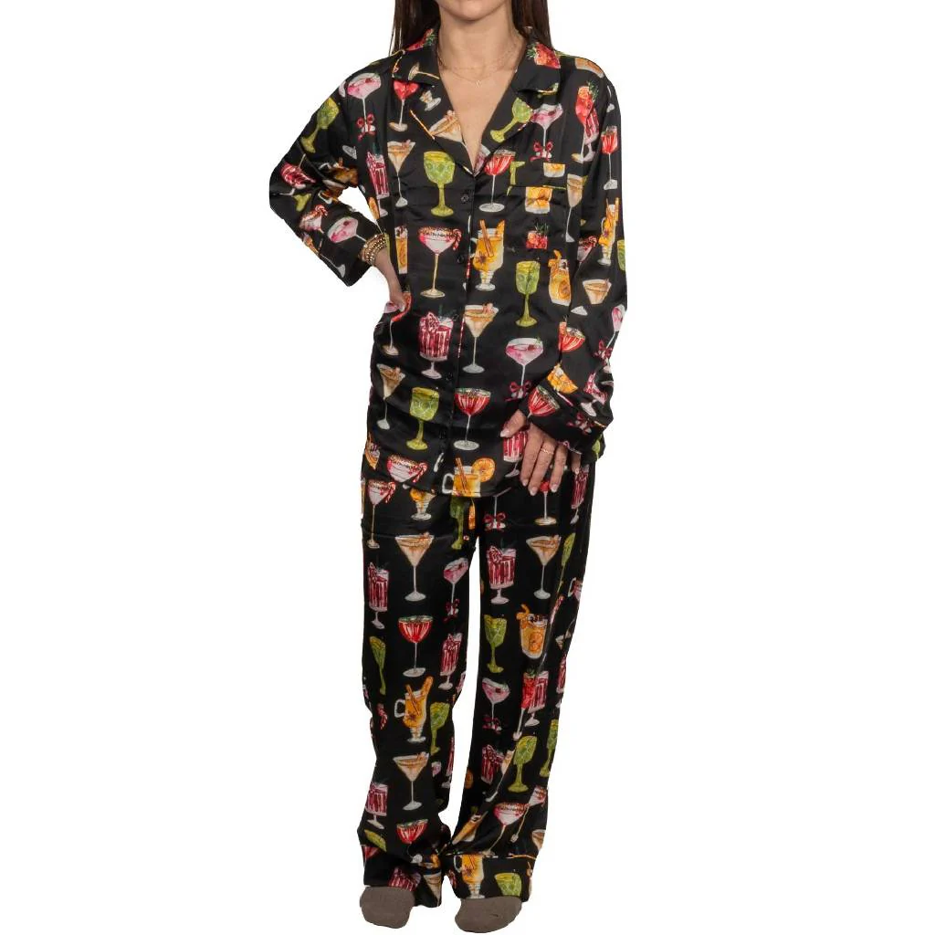 Show Me Your Mumu Silky Holiday Cocktails PJ Set - FINAL SALE