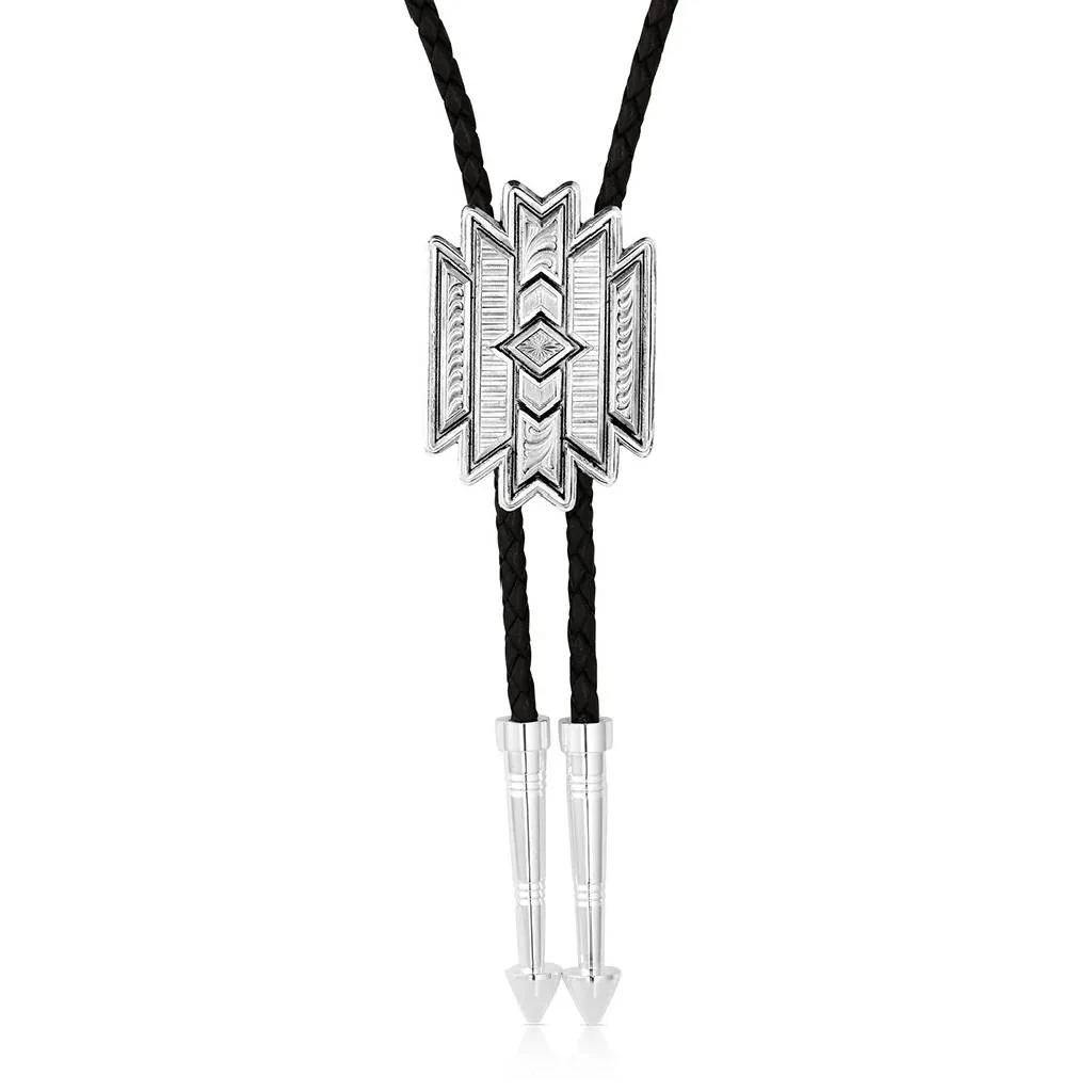 Montana Silversmiths Silver Aztec Southwest Motif Bolo Tie