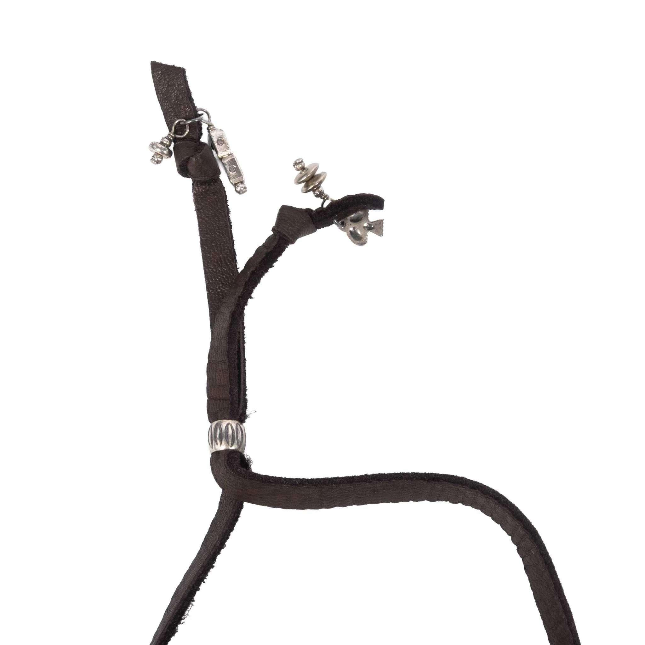 Peyote Bird Silver Cross on Leather Necklace - Image 3