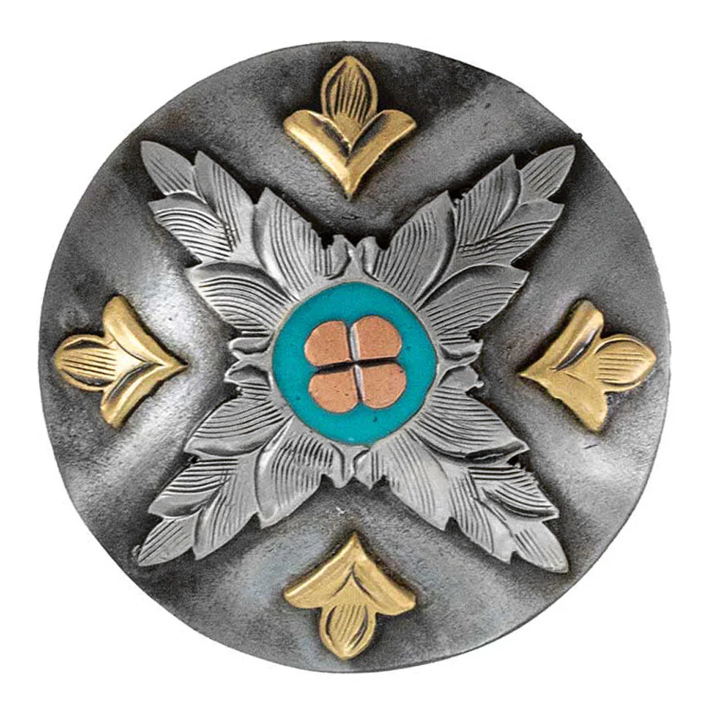 Silver Floral Concho w/Turquoise Center