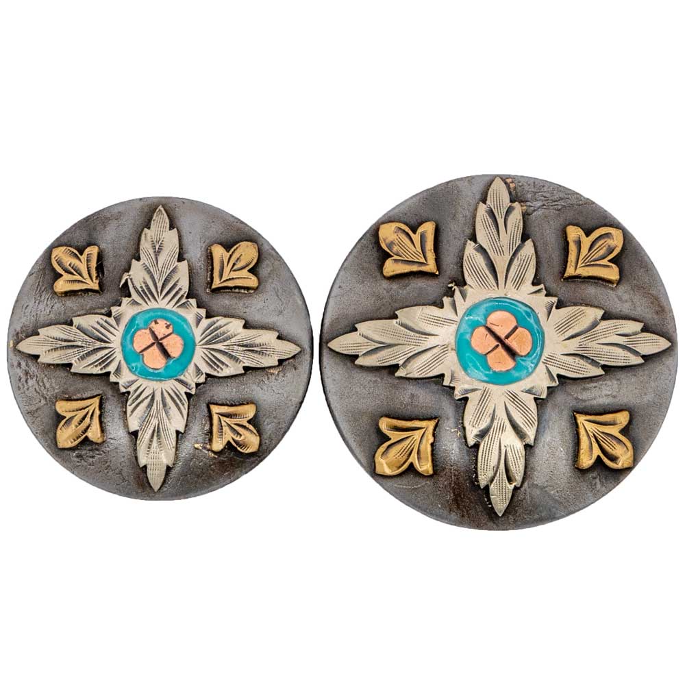 Silver Floral Concho w/Turquoise Center - Image 2