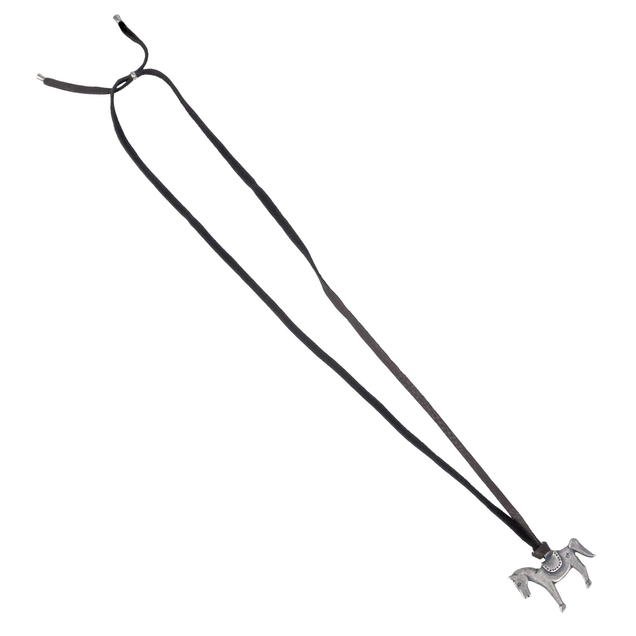 Peyote Bird Silver Horse on Leather Necklace - Image 2