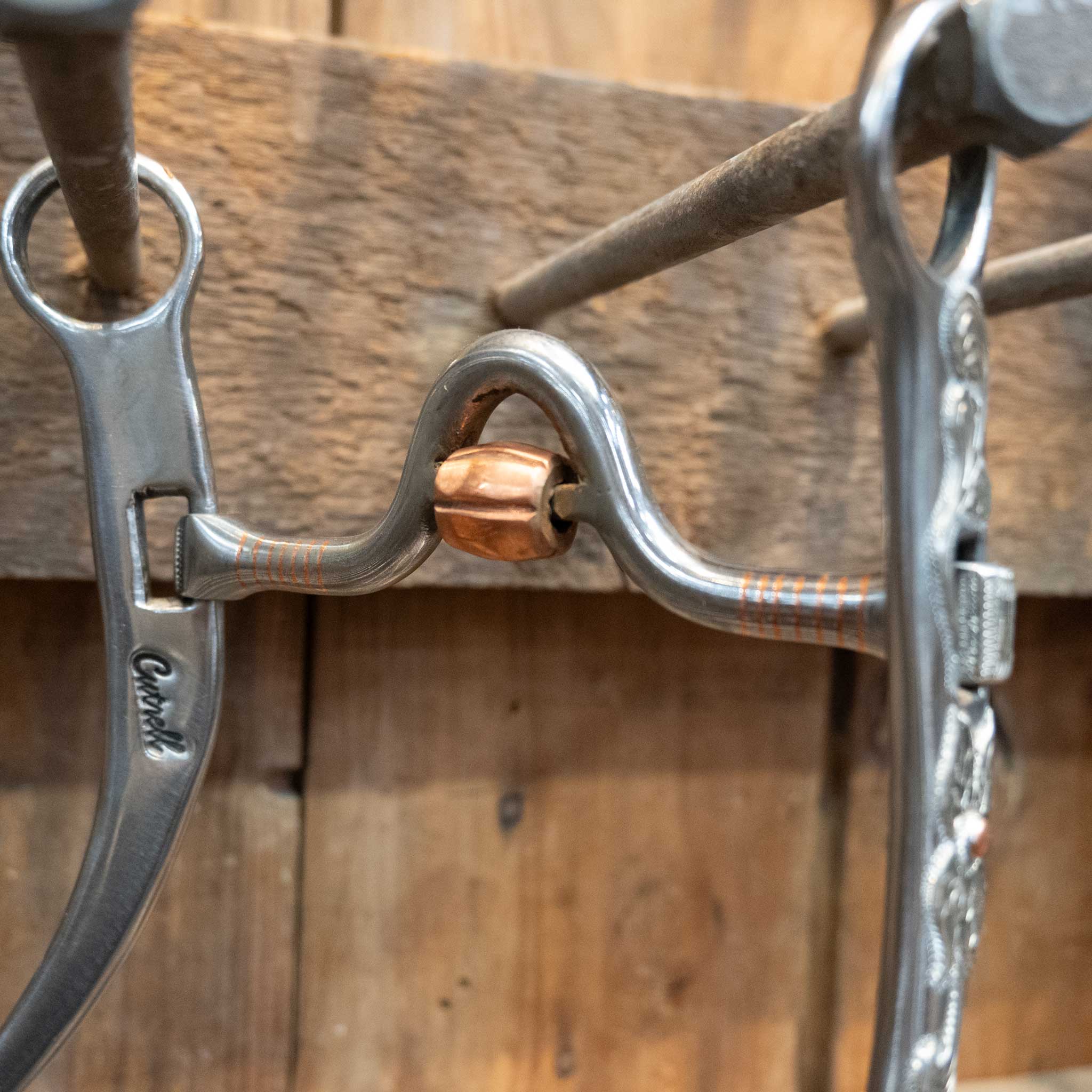 Cutrell Silver Mounted Solid Port Bit w/Copper Roller - Image 3