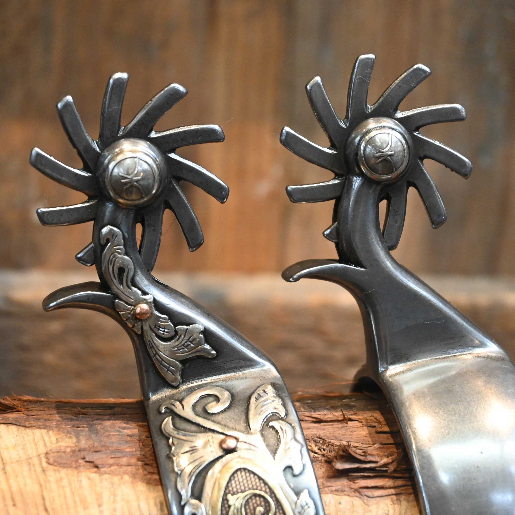 Silver Mounted Kerry Kelley 10pt Hurricane Spurs 2031 - Image 2