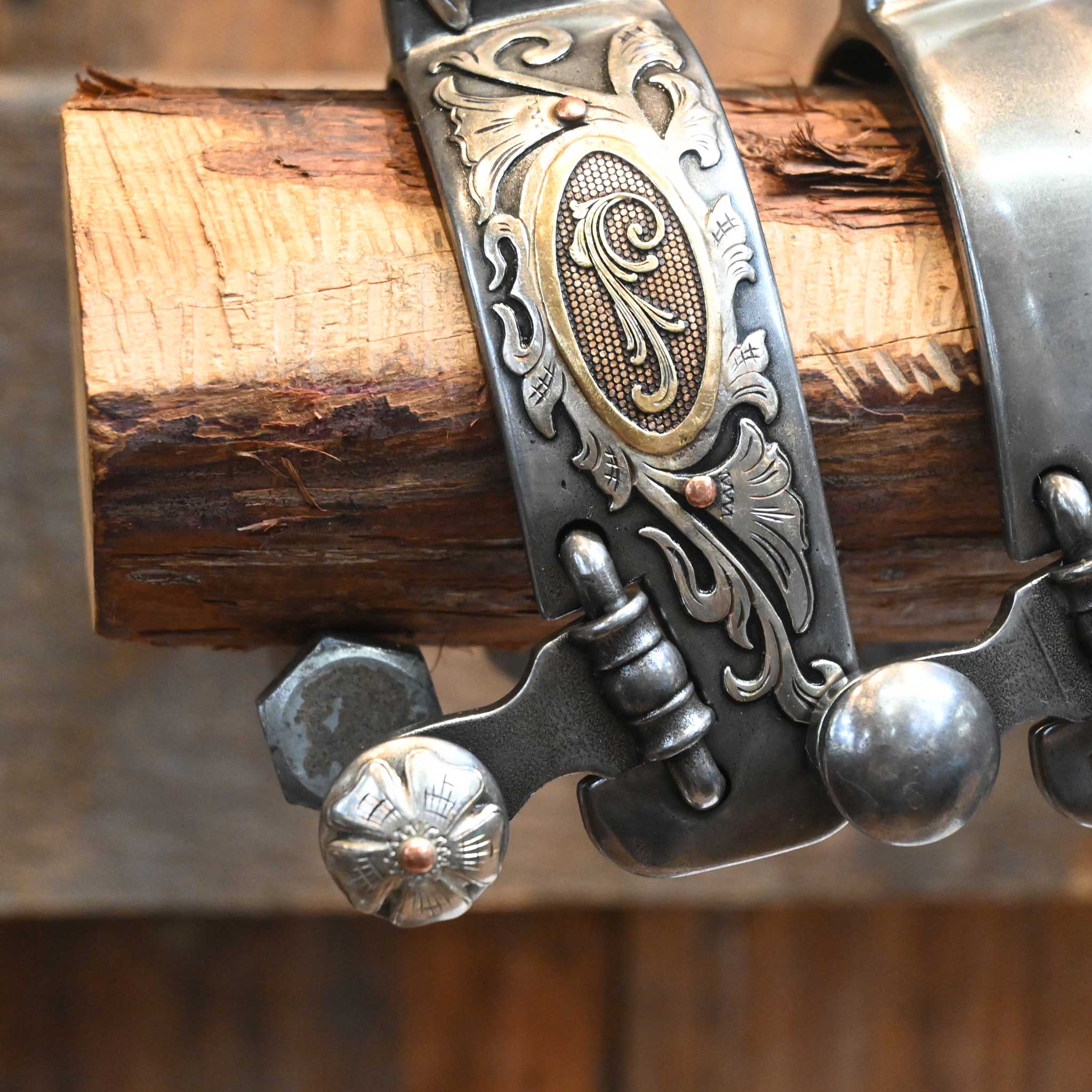 Silver Mounted Kerry Kelley 10pt Hurricane Spurs 2031 - Image 3