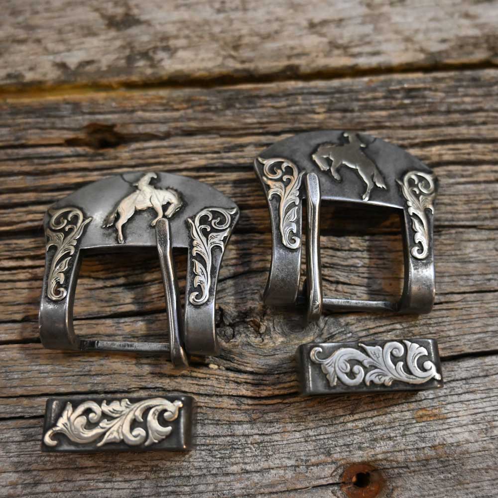Silver Mounted Pair Headstall Buckles by Kerry Kelley