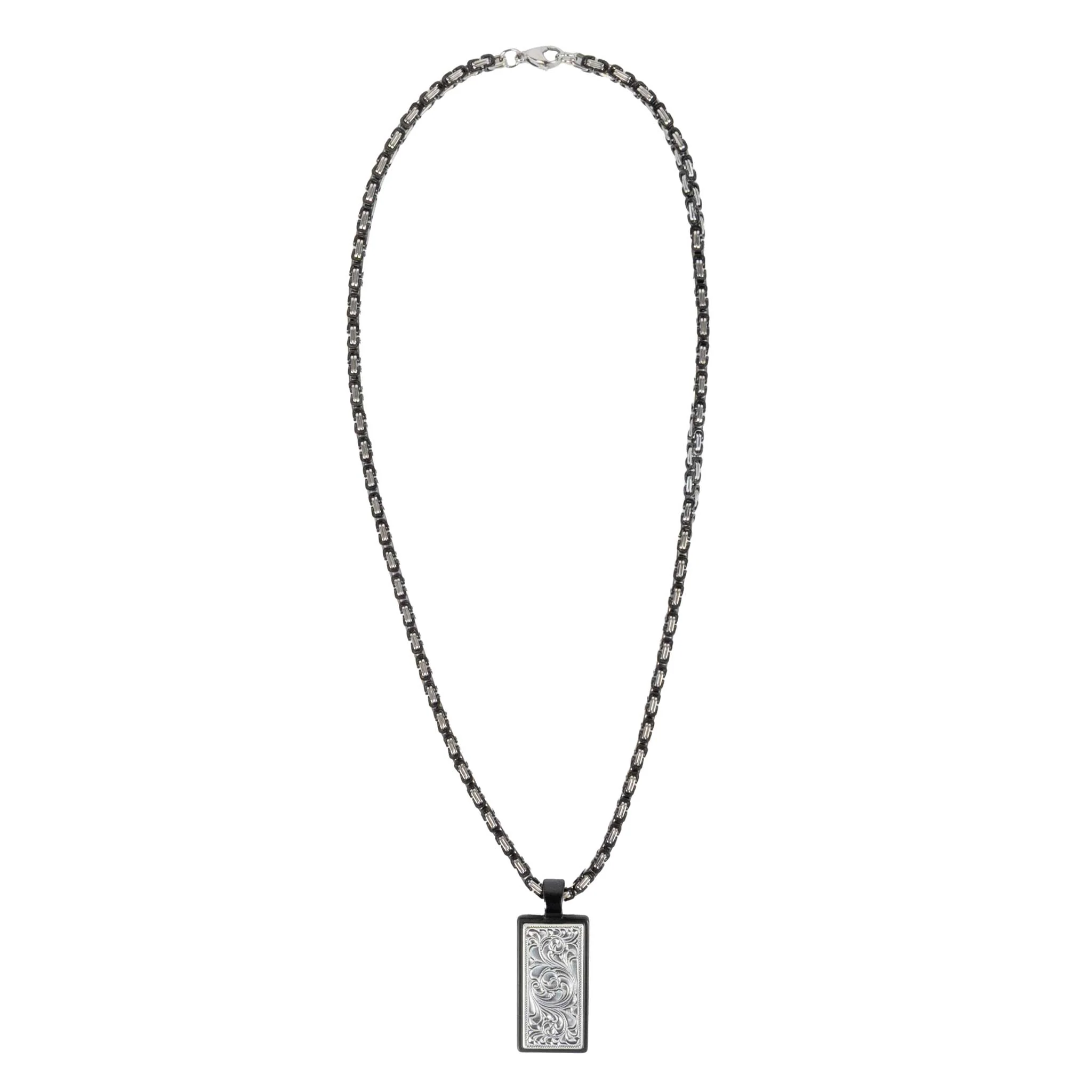 Silver Strike 24" Matte Engraved Scroll Necklace - Image 2