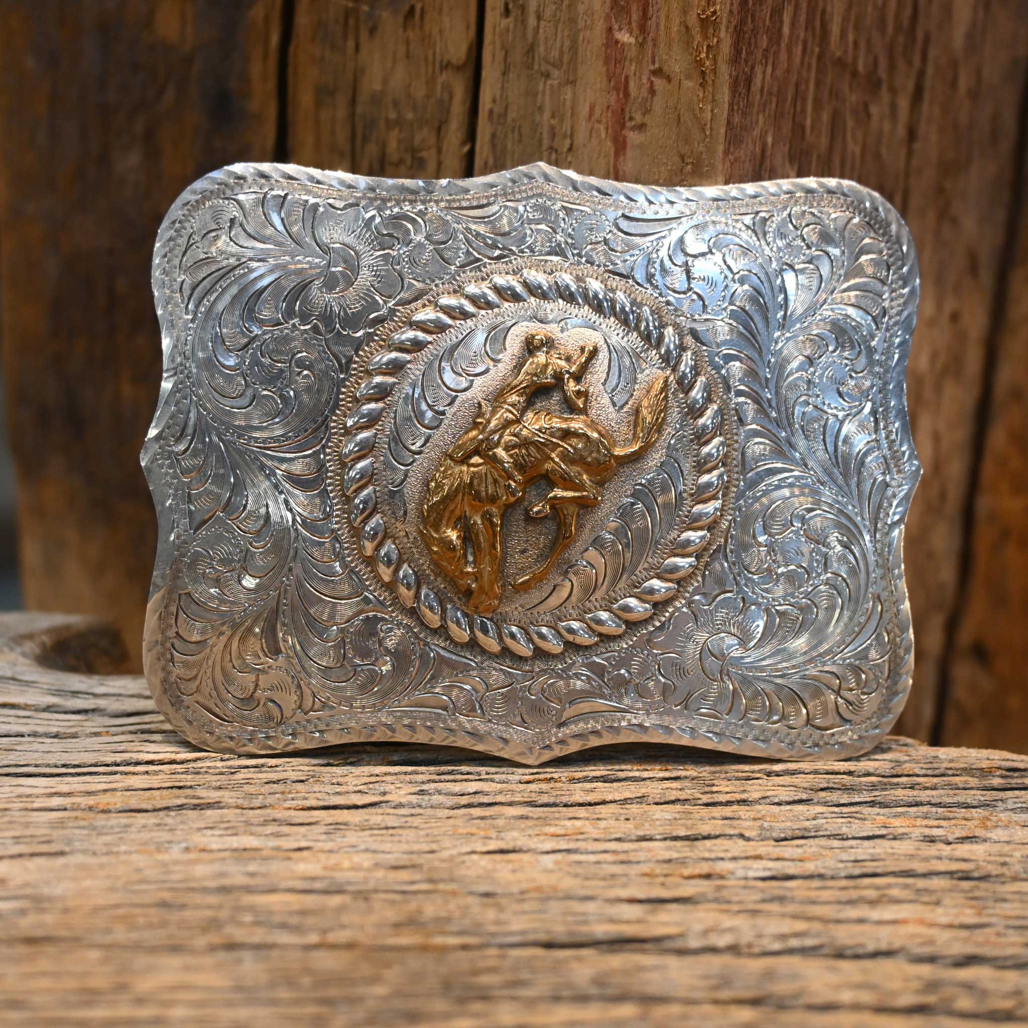 Silverado Sterling Silver Bronc Rider Belt Buckle