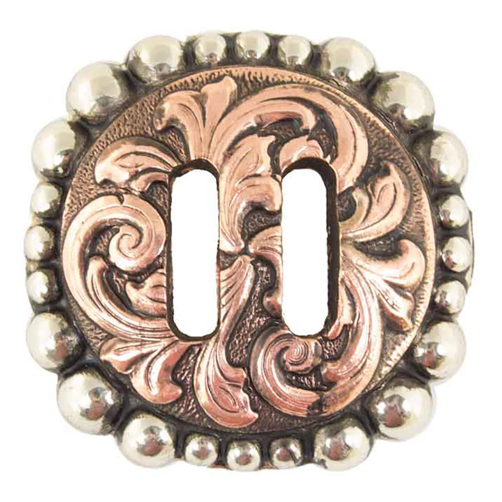 Antique Floral Copper w/Dots Slotted Concho