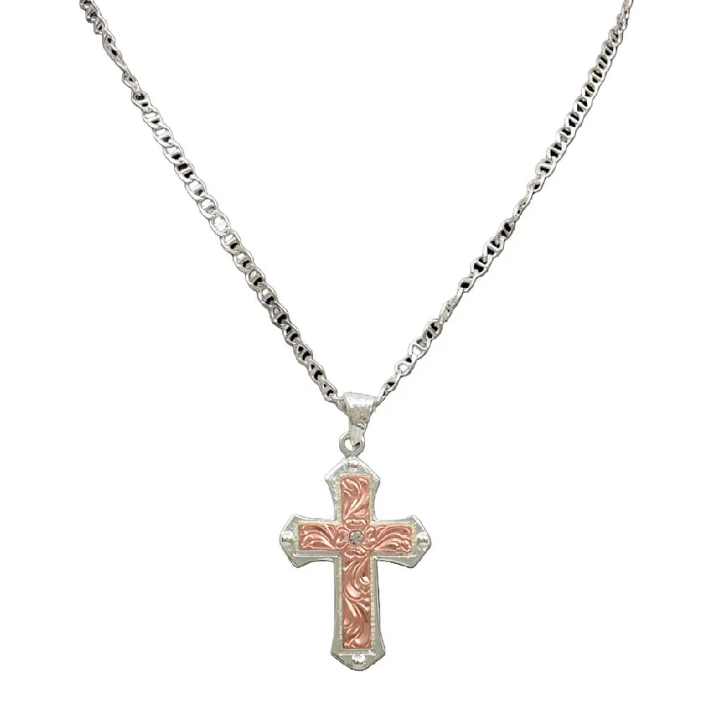 Silver Strike Cross Necklace