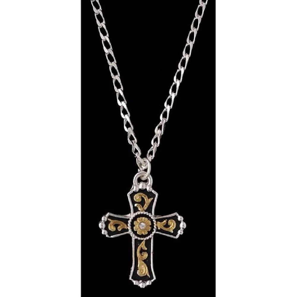 Silver & Gold Cross Necklace - Image 2