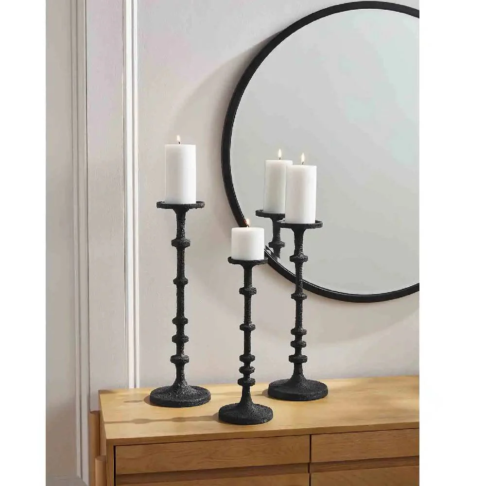 Medium Black Metal Candlestick - FINAL SALE - Image 2