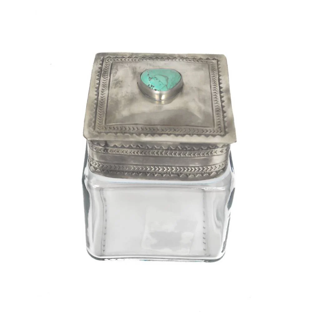 J. Alexander Small Glass Canister W/ Stamped Lid