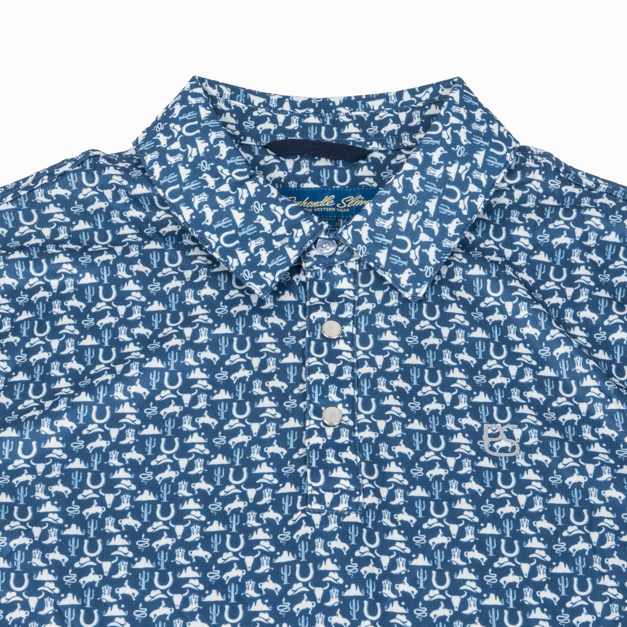 Panhandle Slim Men's Western Print Pearl Snap Polo Shirt - Image 2