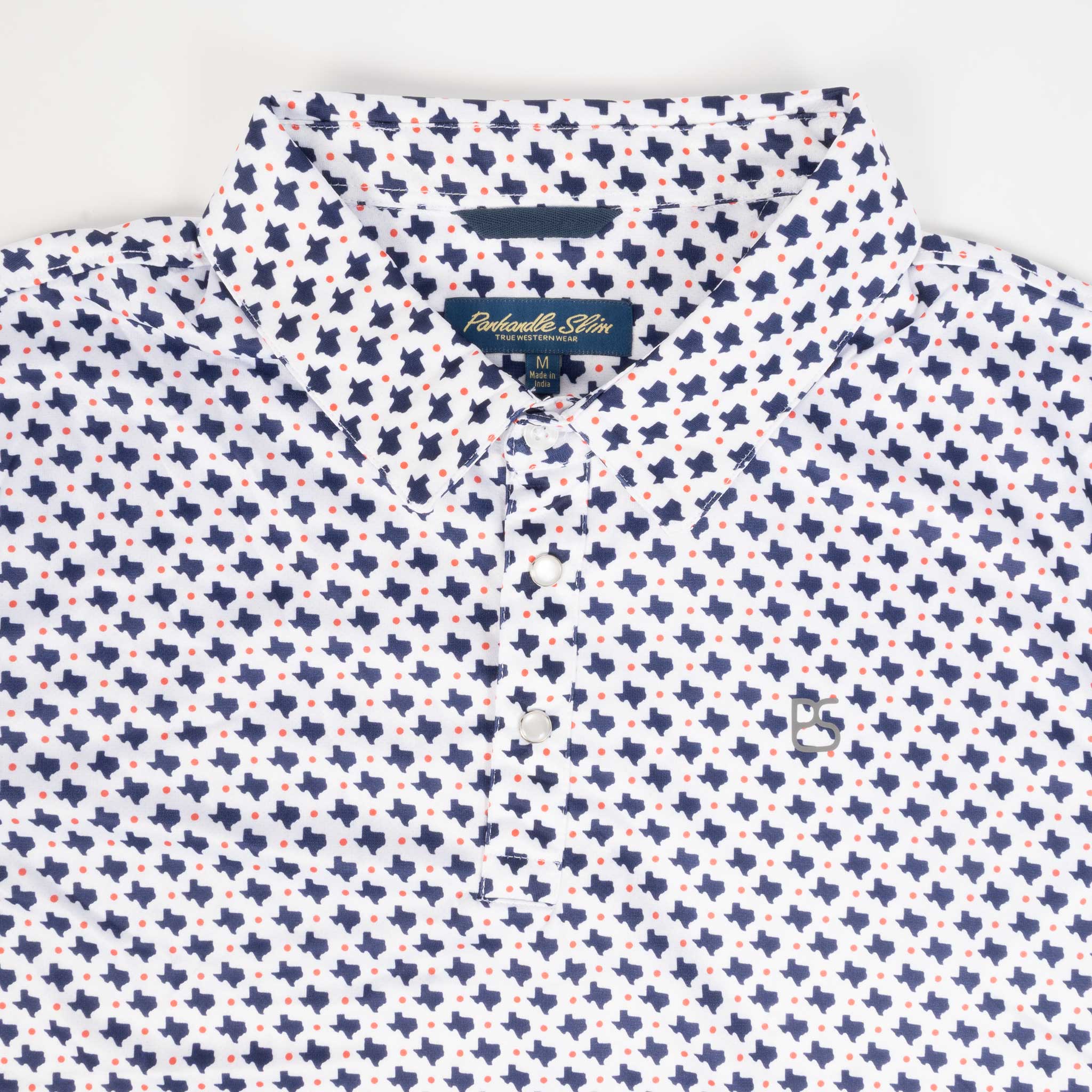 Panhandle Slim Men's Texas Navy Pearl Snap Polo Shirt - Image 3